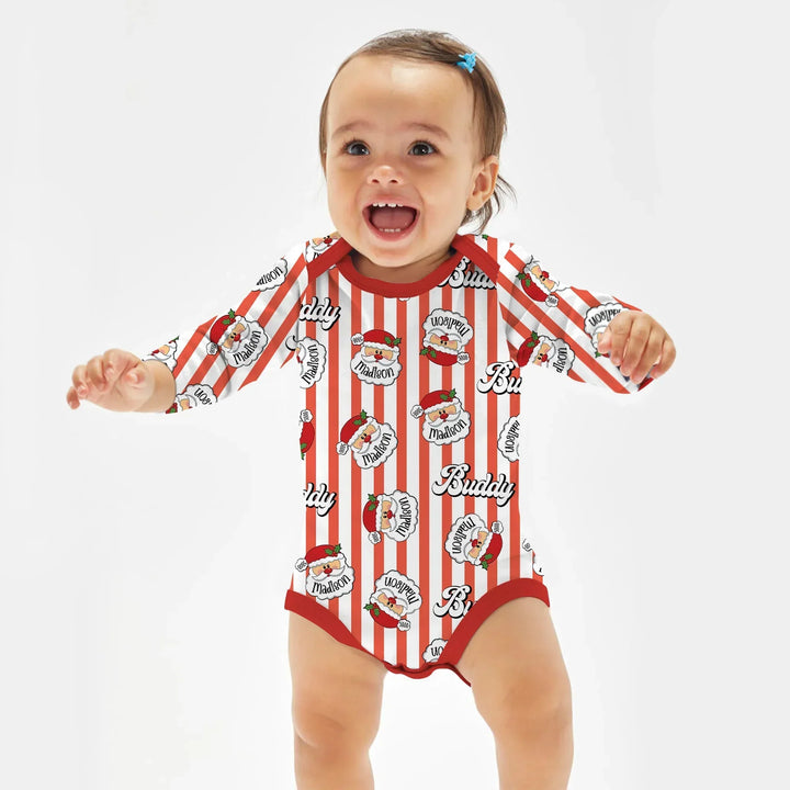 Christmas Santa Claus Custom Name Buddy Bamboo Bodysuit