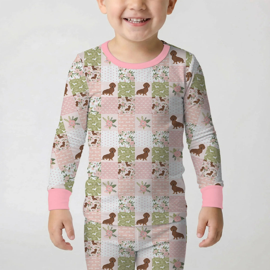 Zweiteiliges Langarm-Pyjama-Set mit Sommerfrüchten