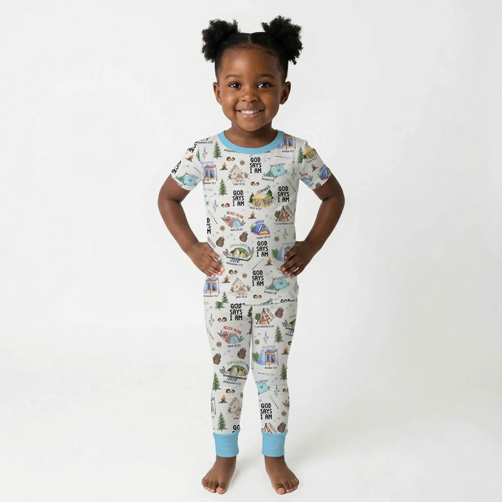 God Says I Am – Adventure Affirmations Bamboo Two Piece Short Sleeve Pajama Set