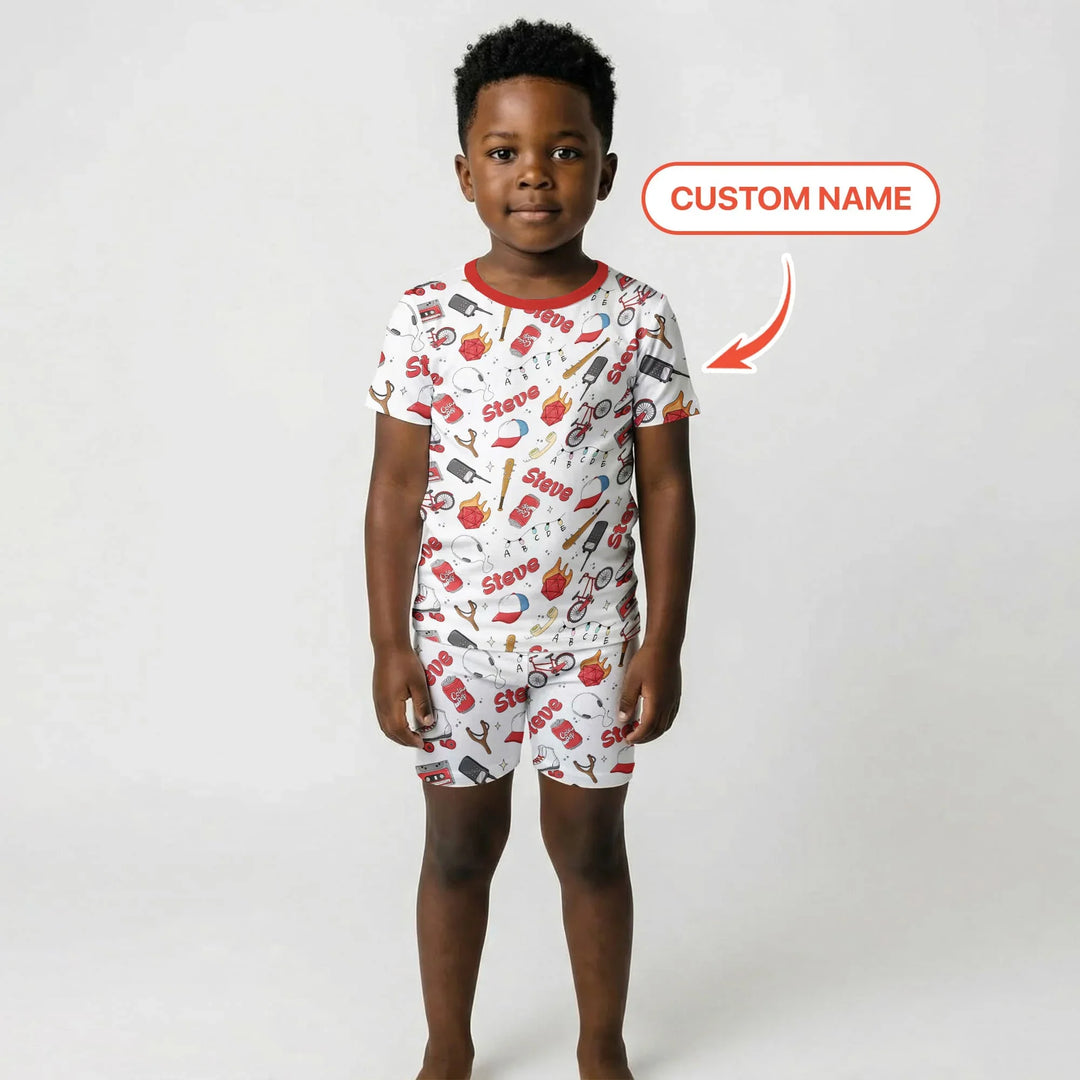 Zweiteiliges Pyjama-Set mit kurzen Ärmeln und Shorts im Sommer-Design