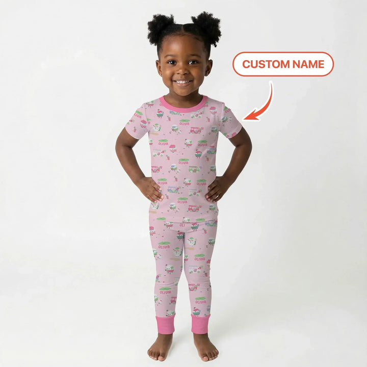 Zweiteiliges, kurzärmliges Pyjama-Set mit Marienkäfern