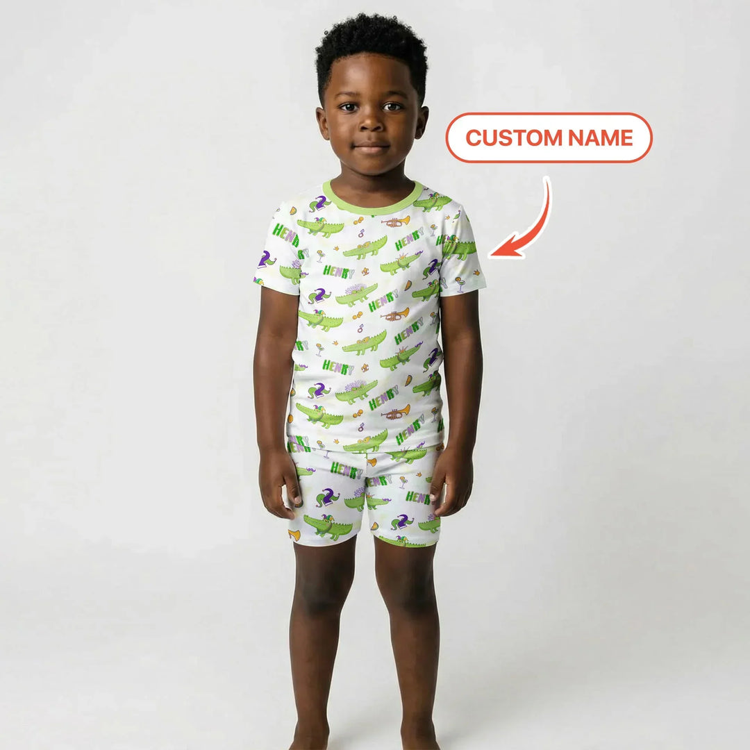 Zweiteiliges Pyjama-Set mit kurzen Ärmeln und Shorts im Sommer-Design