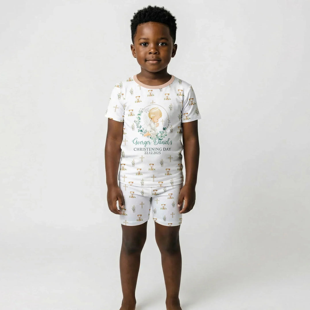 Zweiteiliges Pyjama-Set mit kurzen Ärmeln und Shorts im Sommer-Design