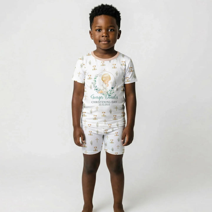 Zweiteiliges Pyjama-Set mit kurzen Ärmeln und Shorts im Sommer-Design