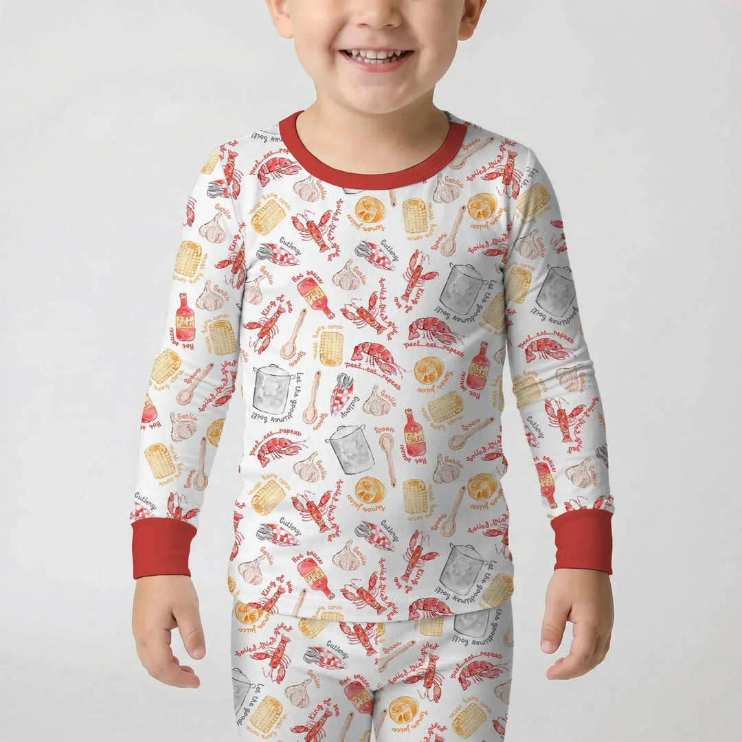 Zweiteiliges Langarm-Pyjama-Set mit Sommerfrüchten