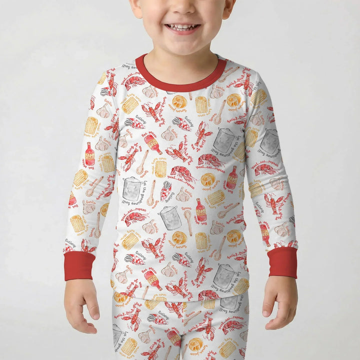 Zweiteiliges Langarm-Pyjama-Set mit Sommerfrüchten