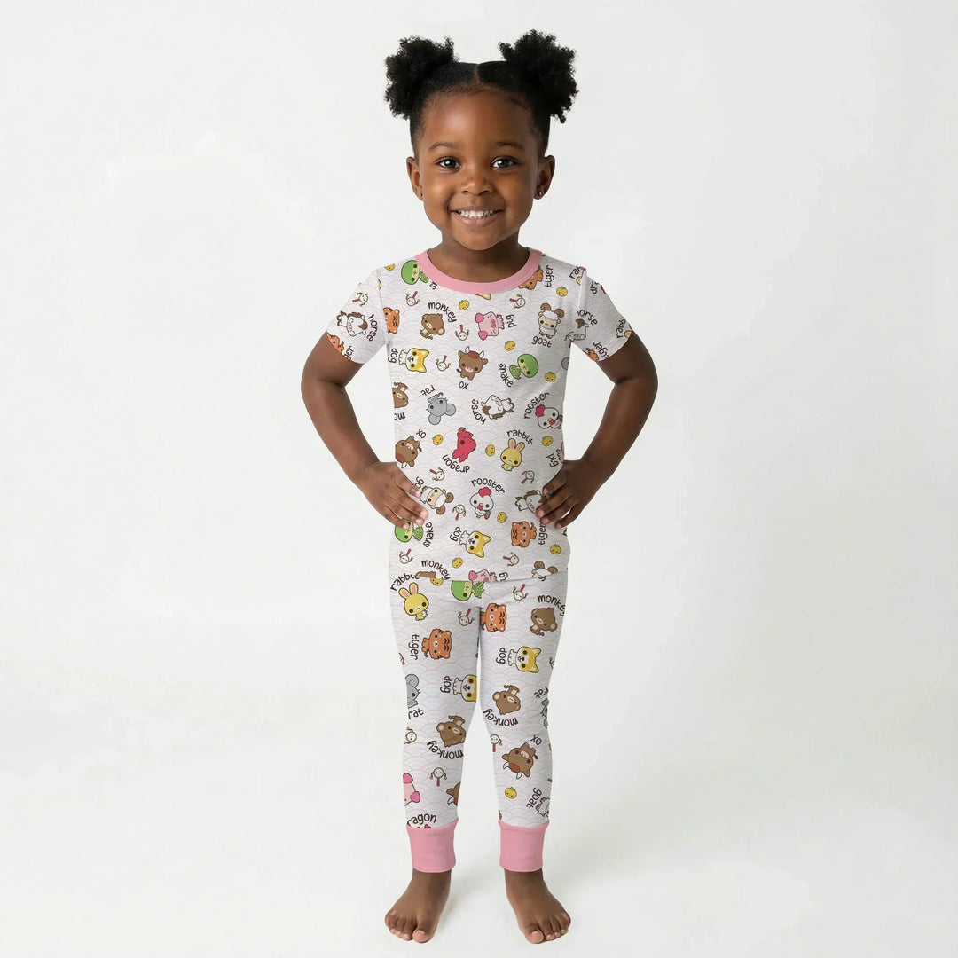 Zweiteiliges, kurzärmliges Pyjama-Set mit Marienkäfern