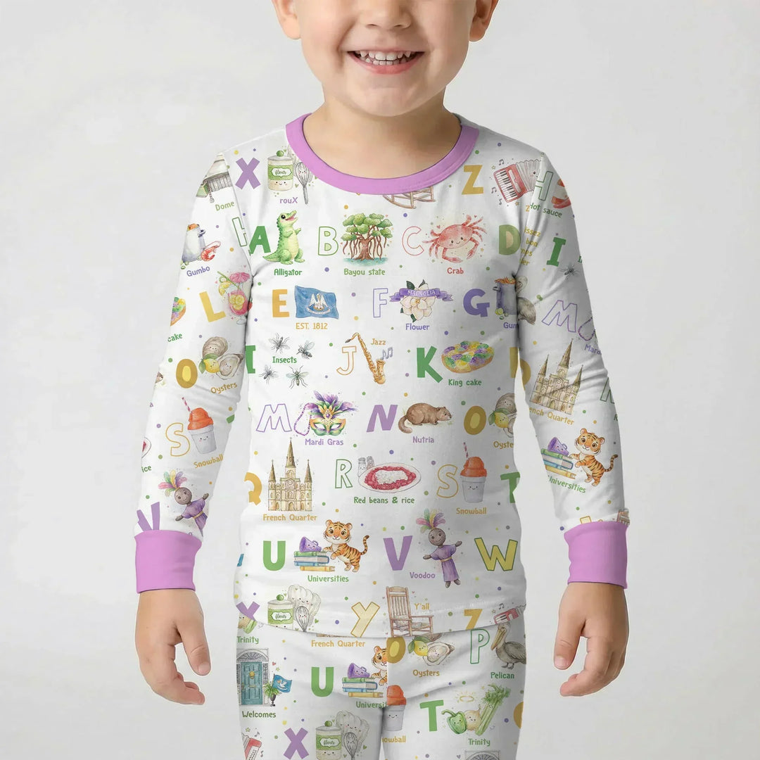 Zweiteiliges Langarm-Pyjama-Set mit Sommerfrüchten