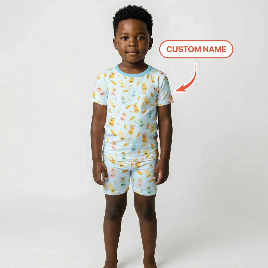 Zweiteiliges Pyjama-Set mit kurzen Ärmeln und Shorts im Sommer-Design