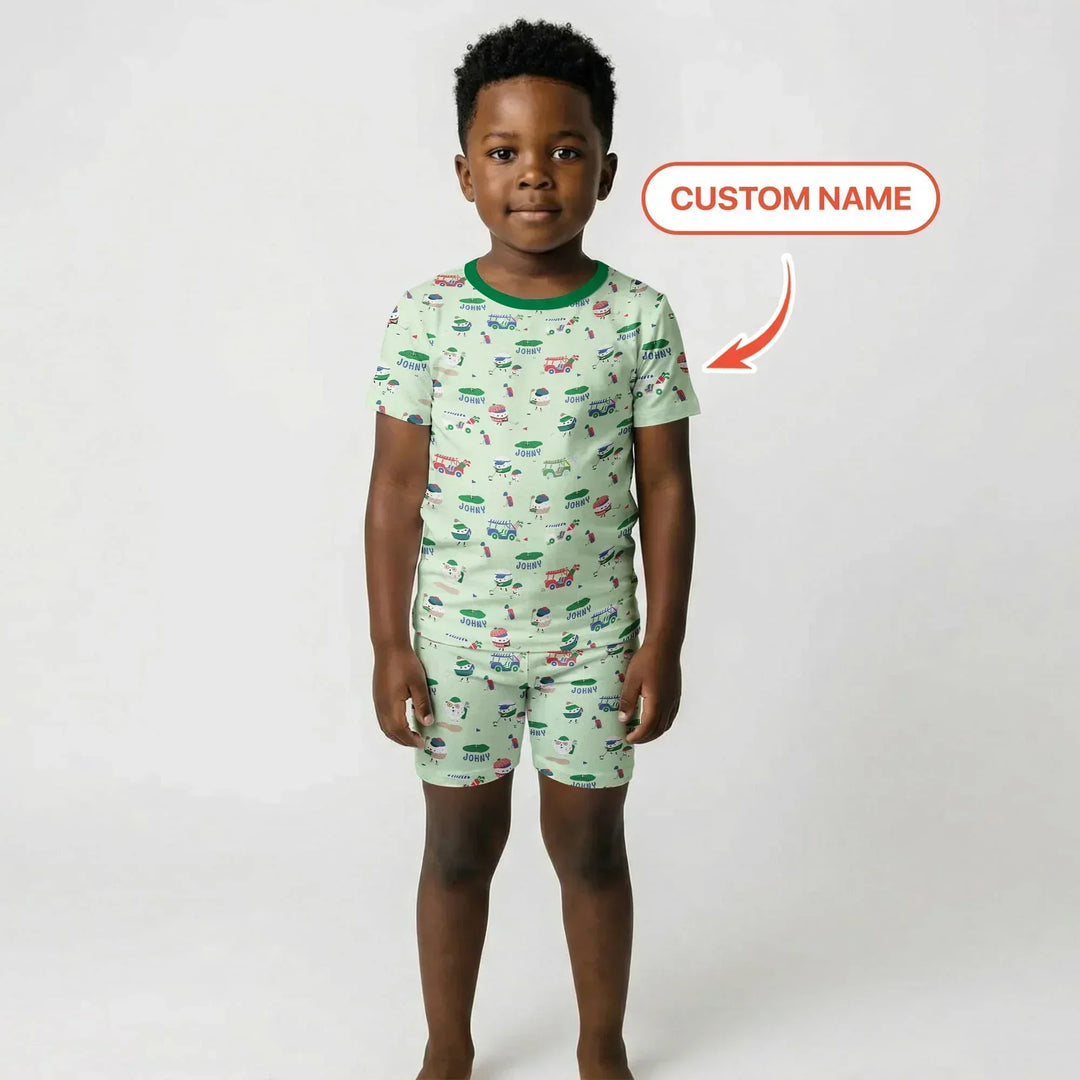 Zweiteiliges Pyjama-Set mit kurzen Ärmeln und Shorts im Sommer-Design