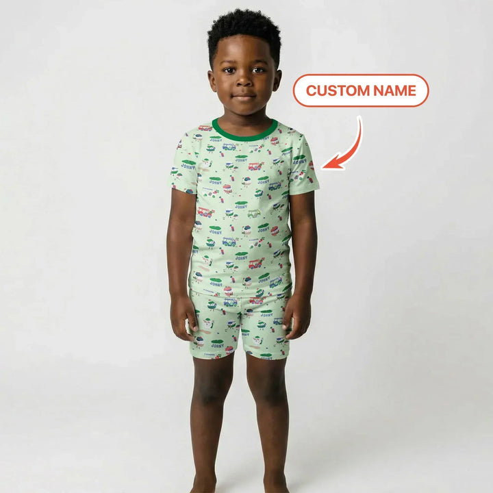 Zweiteiliges Pyjama-Set mit kurzen Ärmeln und Shorts im Sommer-Design