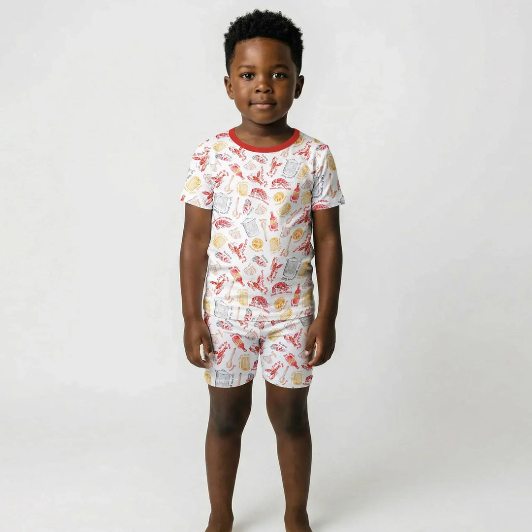 Crawfish Boil Bamboo Two Piece Short Sleeve Shorts Pajama Set