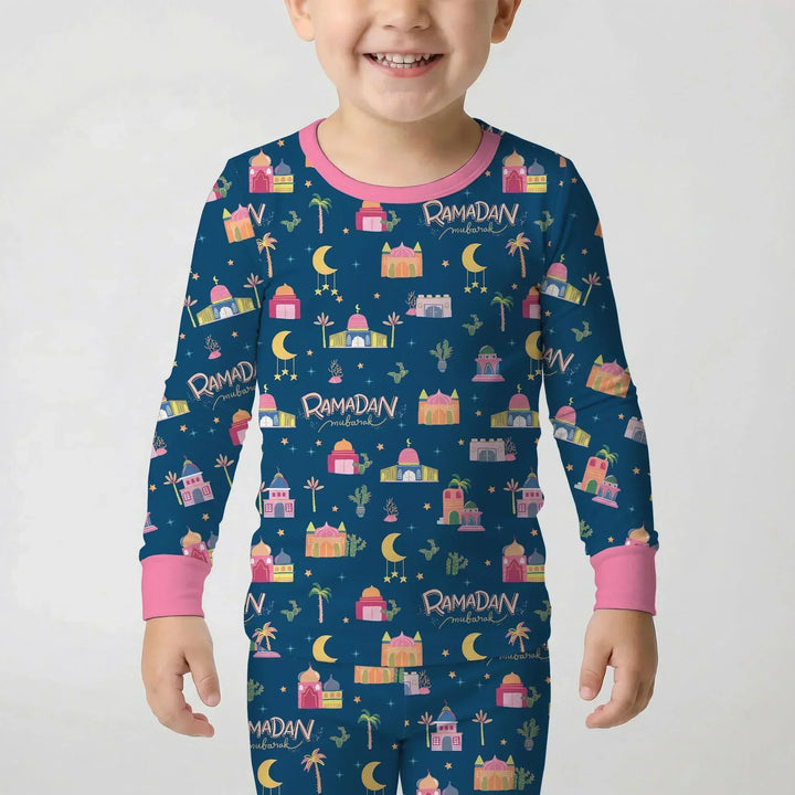 Zweiteiliges Langarm-Pyjama-Set mit Sommerfrüchten