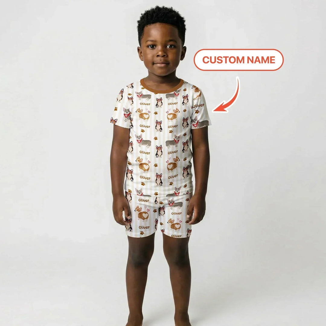 Zweiteiliges Pyjama-Set mit kurzen Ärmeln und Shorts im Sommer-Design