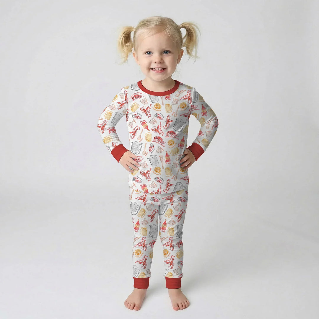 Zweiteiliges Langarm-Pyjama-Set mit Sommerfrüchten