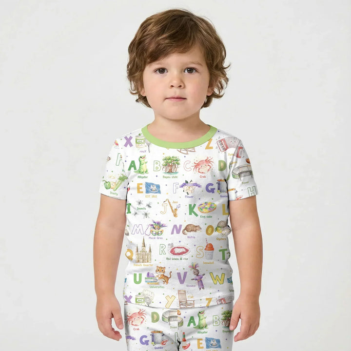 Template Zweiteiliges Pyjama-Set mit kurzen Ärmeln und Shorts