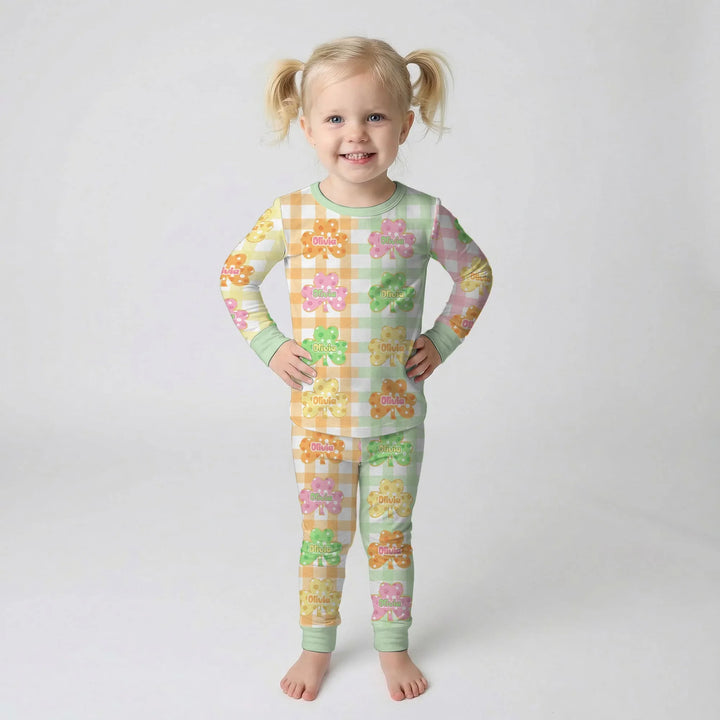 Zweiteiliges Langarm-Pyjama-Set mit Sommerfrüchten
