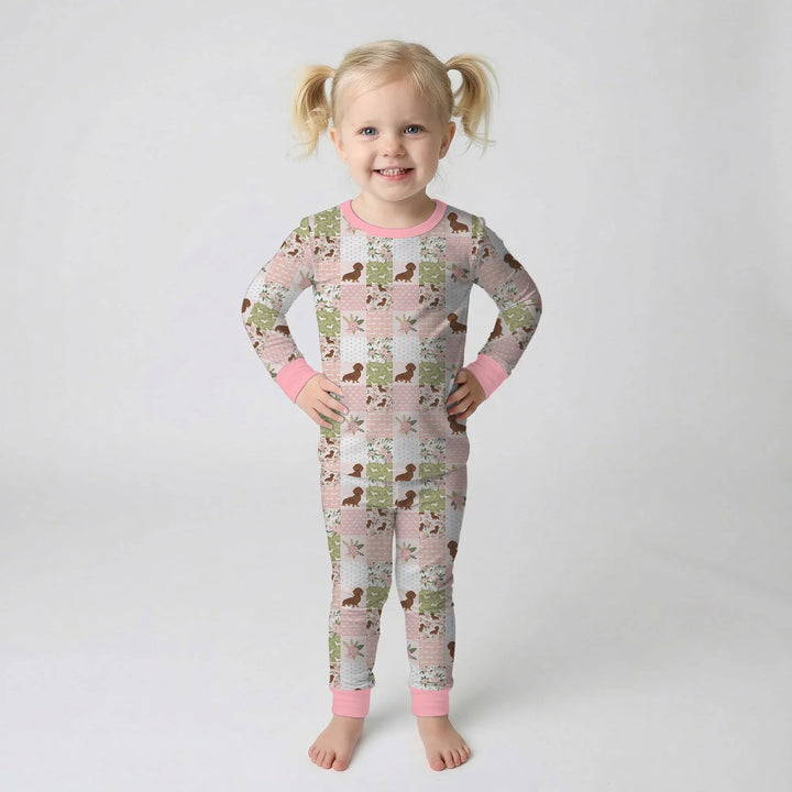 Zweiteiliges Langarm-Pyjama-Set mit Sommerfrüchten