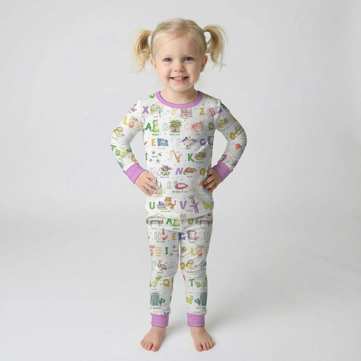 Zweiteiliges Langarm-Pyjama-Set mit Sommerfrüchten