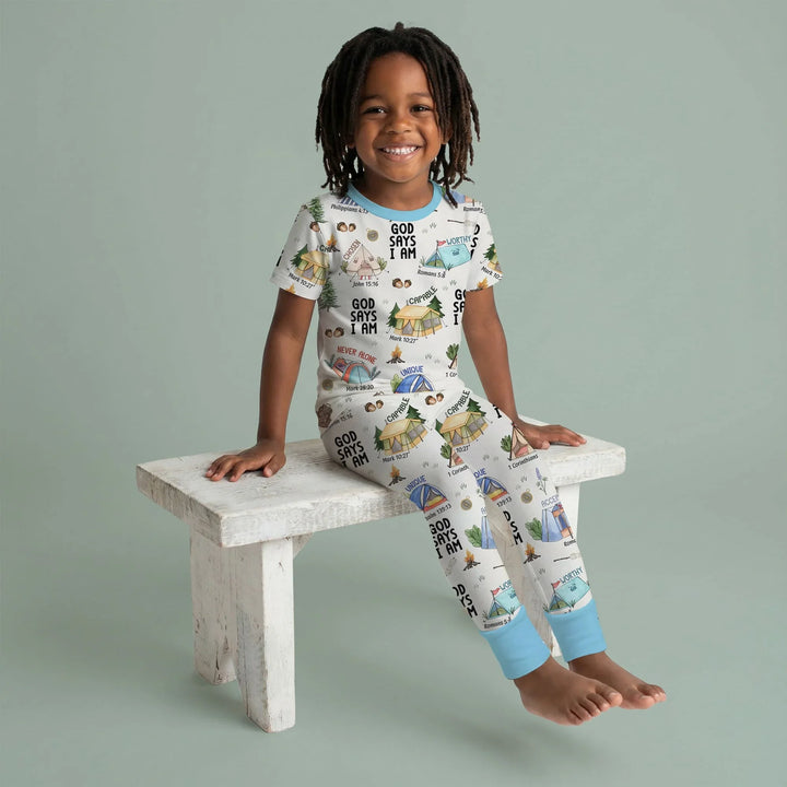 God Says I Am – Adventure Affirmations Bamboo Two Piece Short Sleeve Pajama Set
