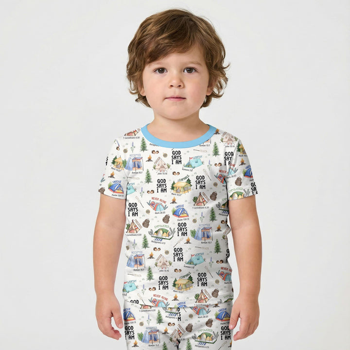 Template Zweiteiliges Pyjama-Set mit kurzen Ärmeln und Shorts