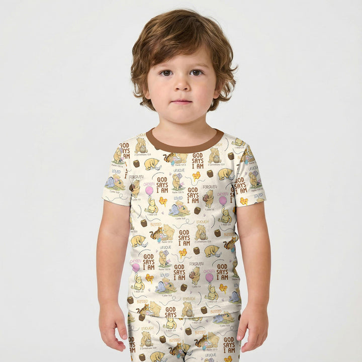 Template Zweiteiliges Pyjama-Set mit kurzen Ärmeln und Shorts
