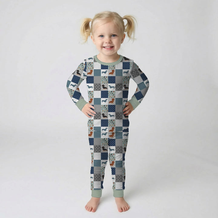 Zweiteiliges Langarm-Pyjama-Set mit Sommerfrüchten