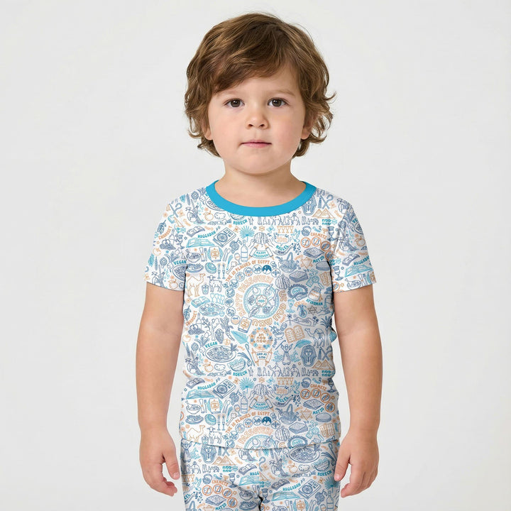 Template Zweiteiliges Pyjama-Set mit kurzen Ärmeln und Shorts