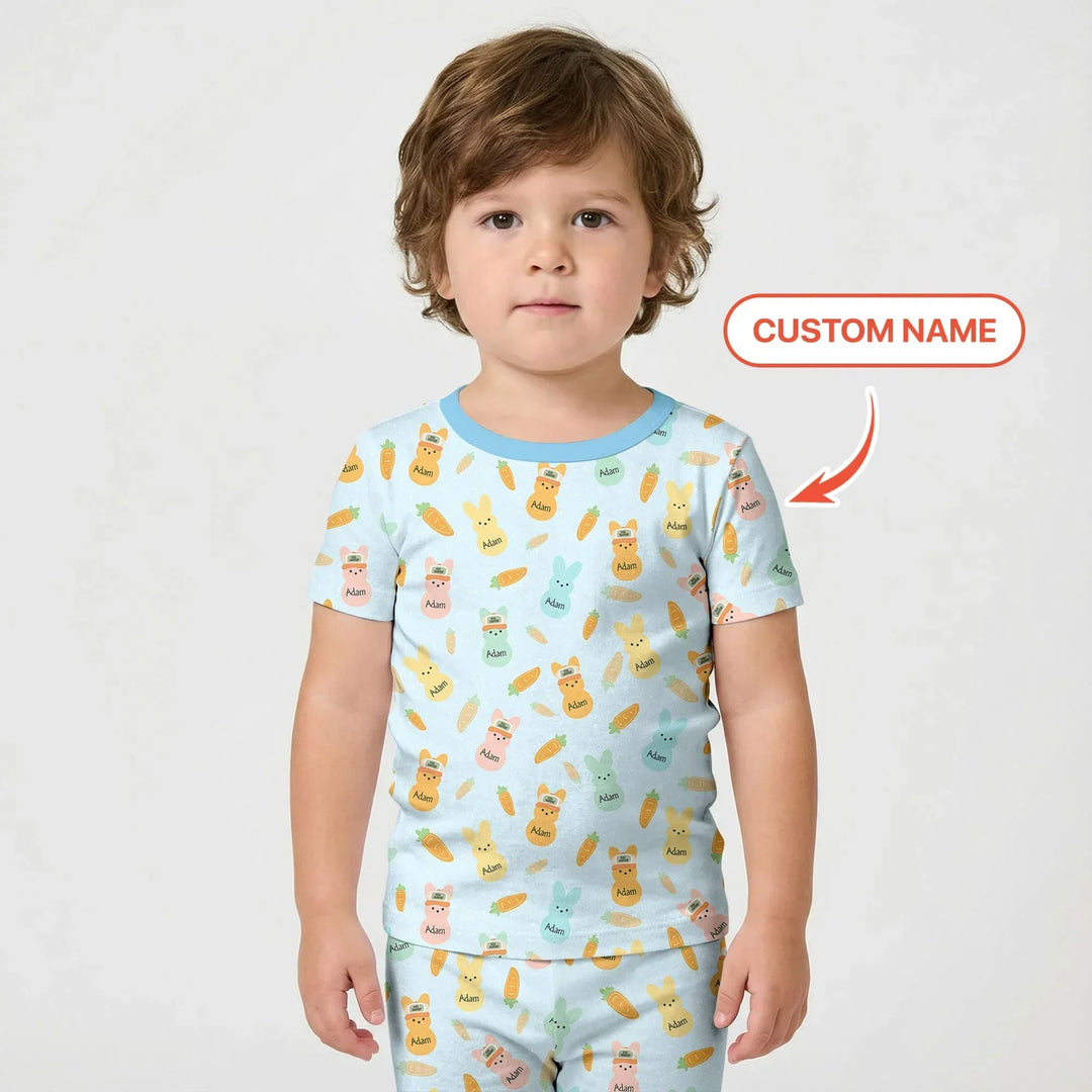 Zweiteiliges Pyjama-Set mit kurzen Ärmeln und Shorts im Sommer-Design