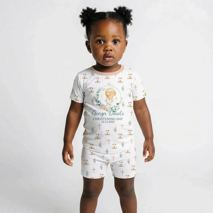 Zweiteiliges Pyjama-Set mit kurzen Ärmeln und Shorts im Sommer-Design