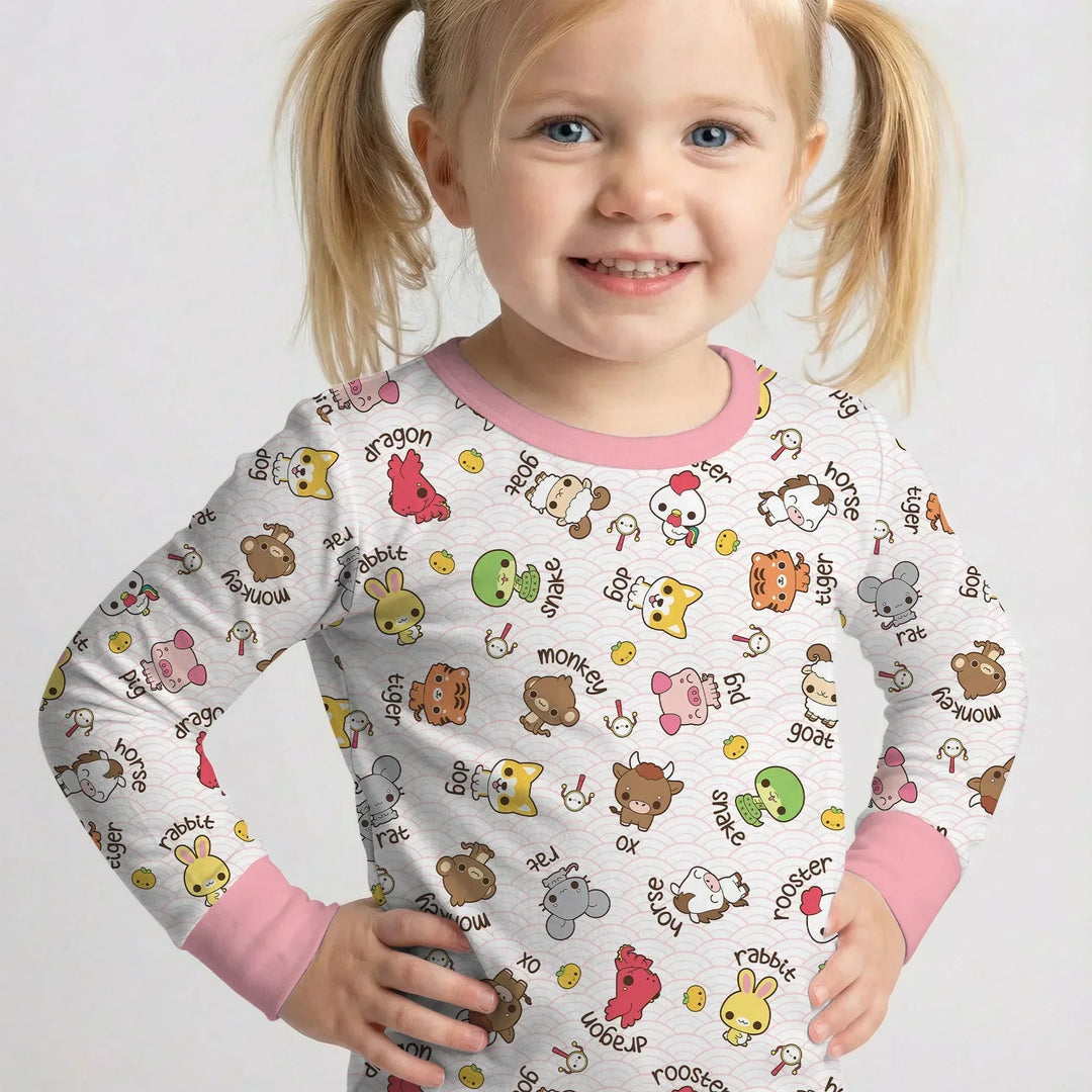 Zweiteiliges Langarm-Pyjama-Set mit Sommerfrüchten
