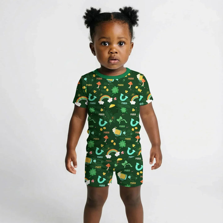 Zweiteiliges Pyjama-Set mit kurzen Ärmeln und Shorts im Sommer-Design
