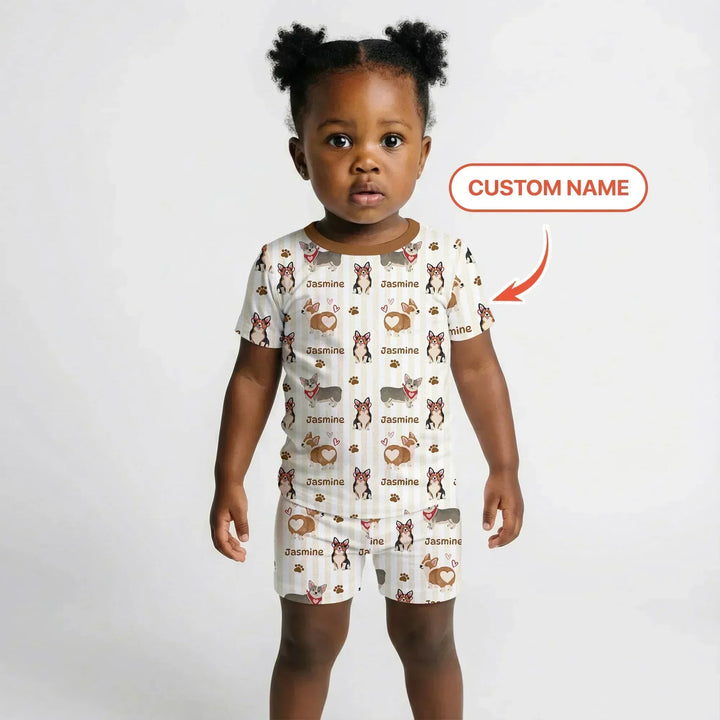 Zweiteiliges Pyjama-Set mit kurzen Ärmeln und Shorts im Sommer-Design