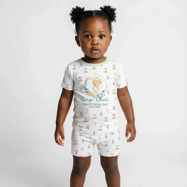 Zweiteiliges Pyjama-Set mit kurzen Ärmeln und Shorts im Sommer-Design