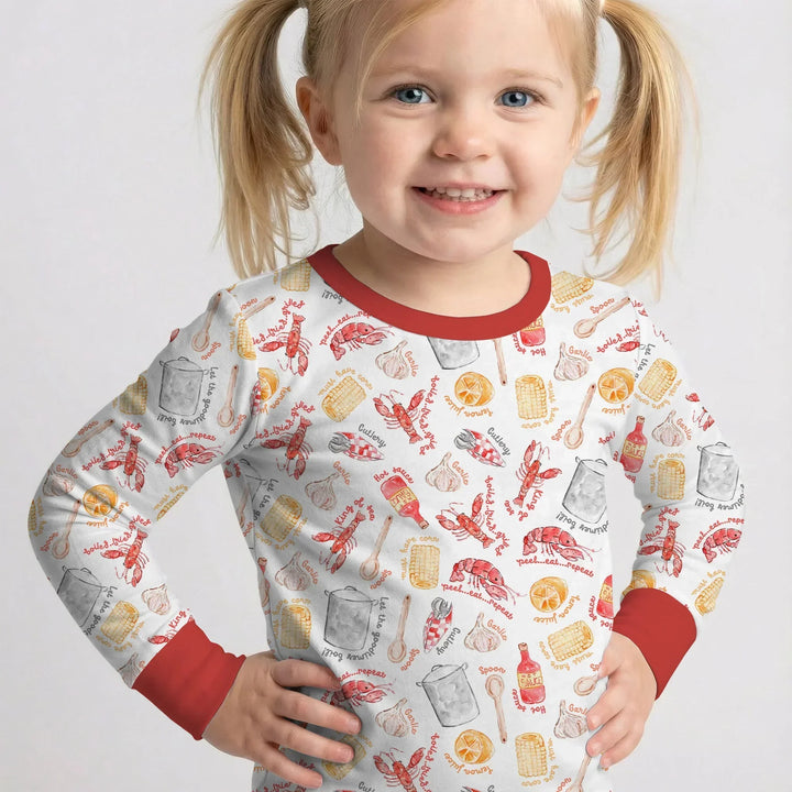 Zweiteiliges Langarm-Pyjama-Set mit Sommerfrüchten
