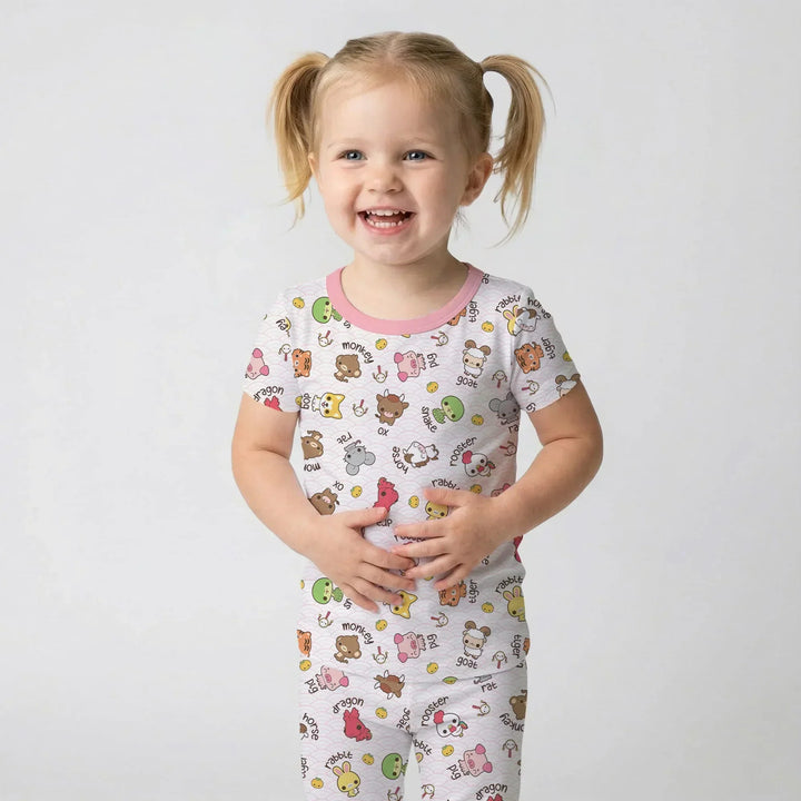 Zweiteiliges, kurzärmliges Pyjama-Set mit Marienkäfern