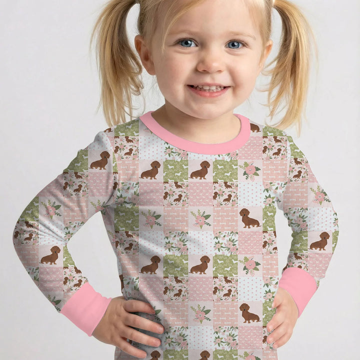 Zweiteiliges Langarm-Pyjama-Set mit Sommerfrüchten