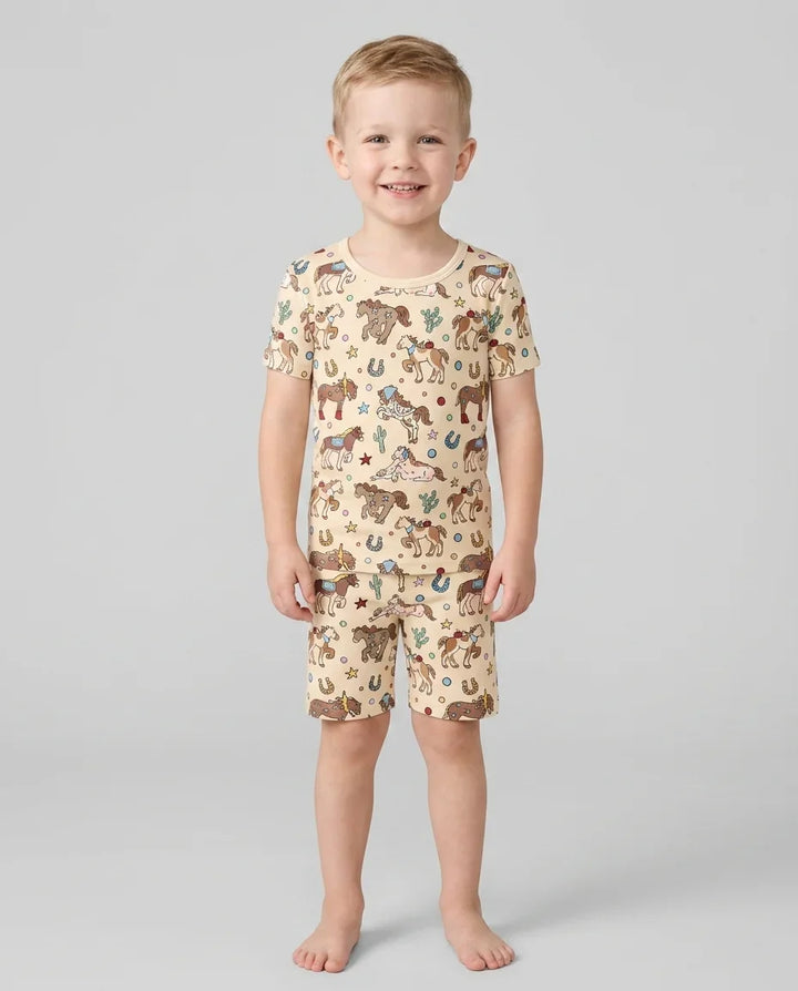 Schlafanzug-Set zweiteilig, kurze Ärmel, kurze Hose, Bambus