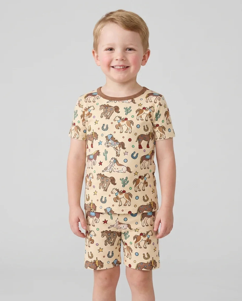 Schlafanzug-Set zweiteilig, kurze Ärmel, kurze Hose, Bambus