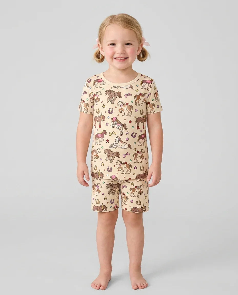 Schlafanzug-Set zweiteilig, kurze Ärmel, kurze Hose, Bambus