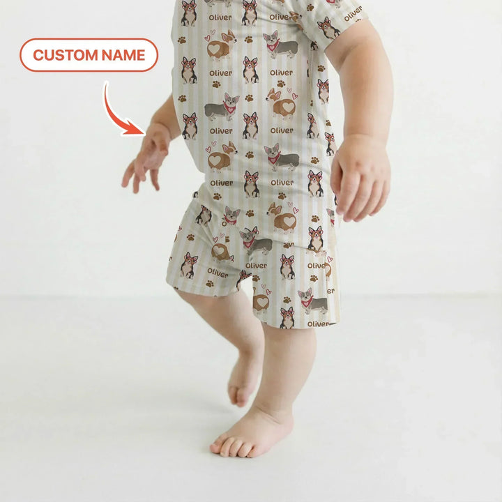 Zweiteiliges Pyjama-Set mit kurzen Ärmeln und Shorts im Sommer-Design