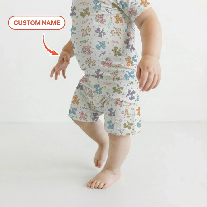 Zweiteiliges Pyjama-Set mit kurzen Ärmeln und Shorts im Sommer-Design