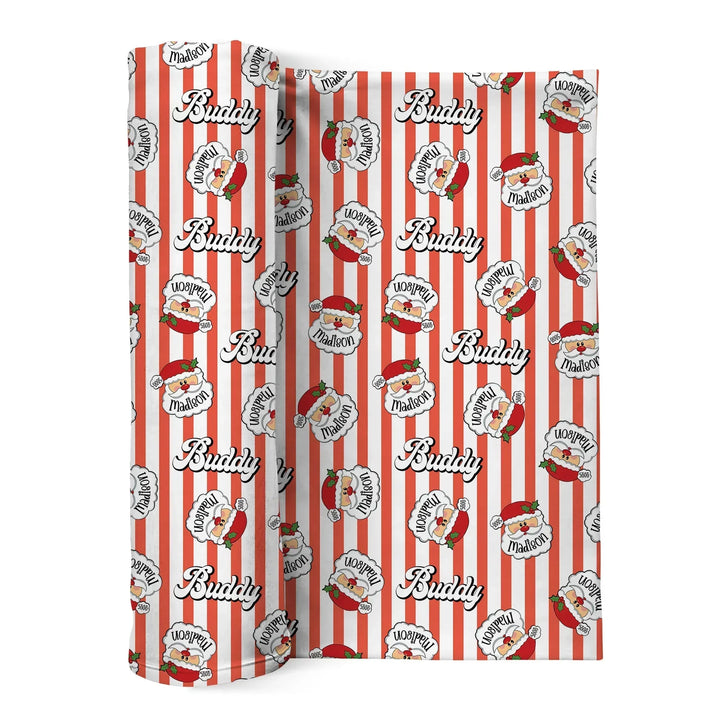 Christmas Santa Claus Custom Name Buddy Bamboo Swaddle Blanket