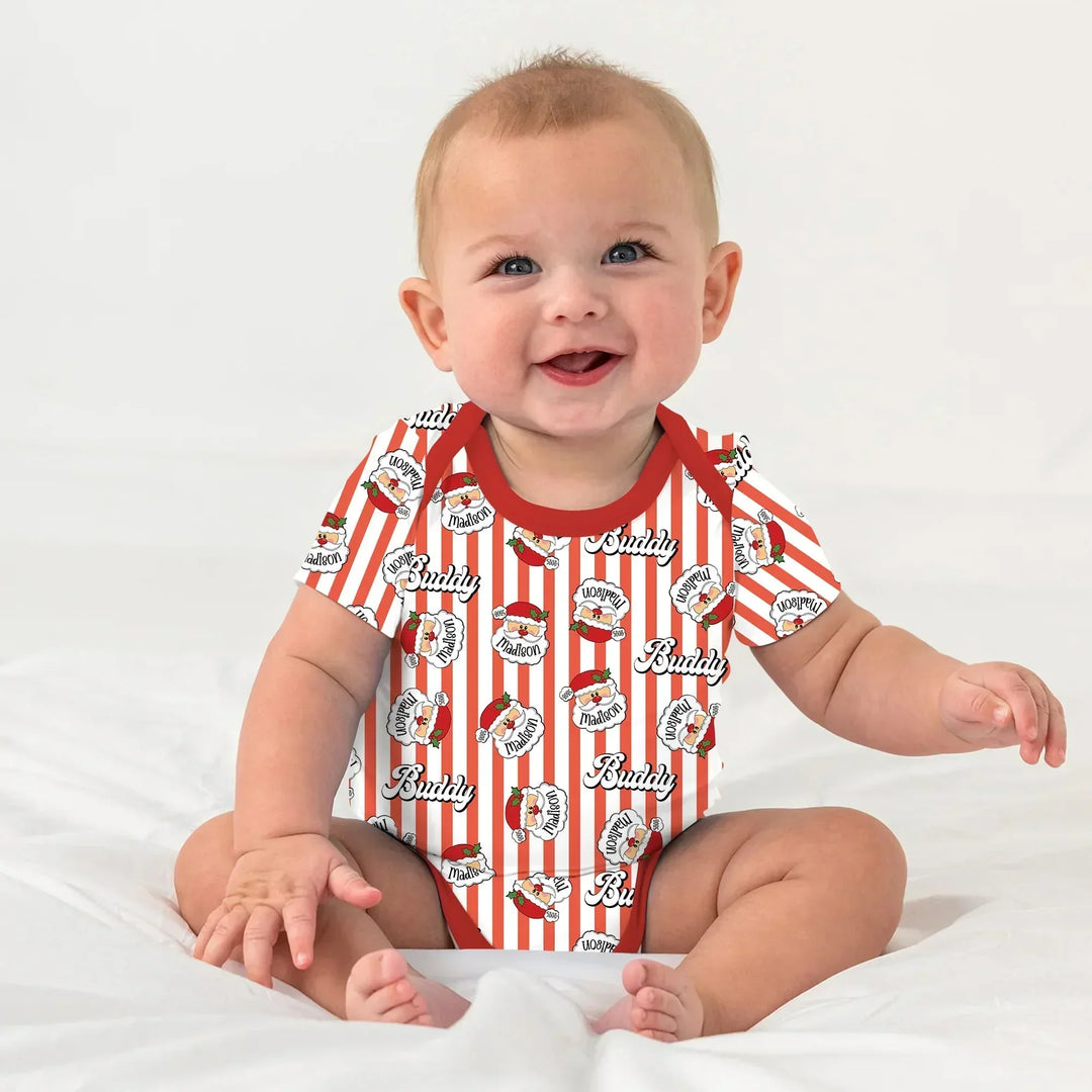 Christmas Santa Claus Custom Name Buddy Bamboo Bodysuit