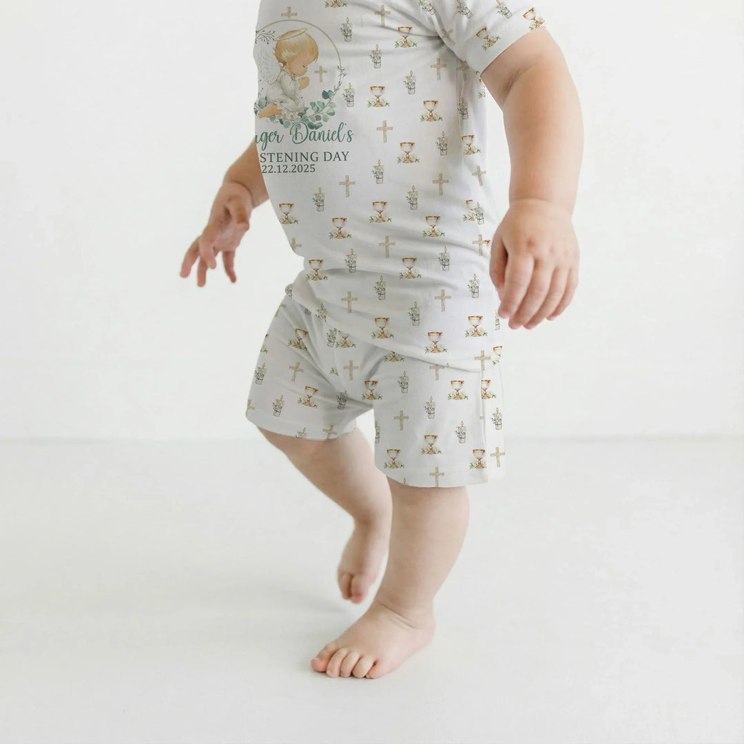 Zweiteiliges Pyjama-Set mit kurzen Ärmeln und Shorts im Sommer-Design