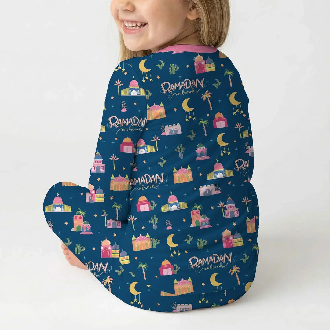 Zweiteiliges Langarm-Pyjama-Set mit Sommerfrüchten
