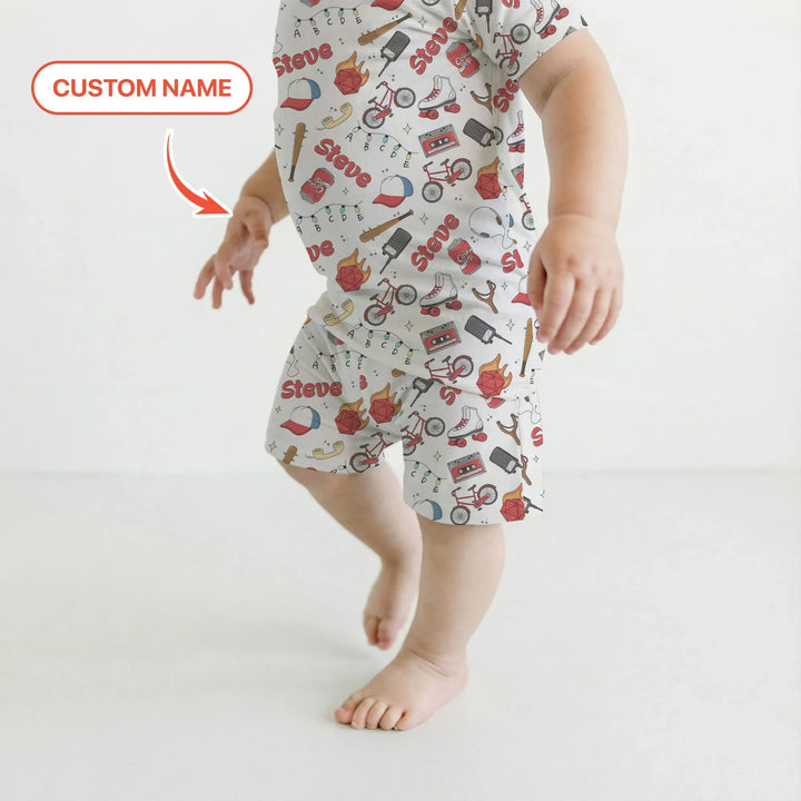 Zweiteiliges Pyjama-Set mit kurzen Ärmeln und Shorts im Sommer-Design