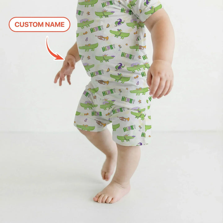 Zweiteiliges Pyjama-Set mit kurzen Ärmeln und Shorts im Sommer-Design