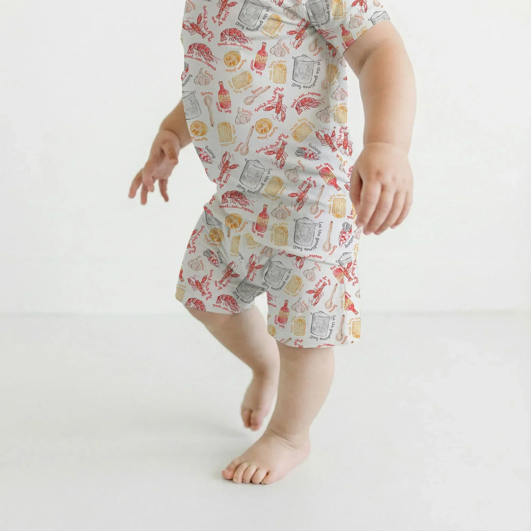 Crawfish Boil Bamboo Two Piece Short Sleeve Shorts Pajama Set