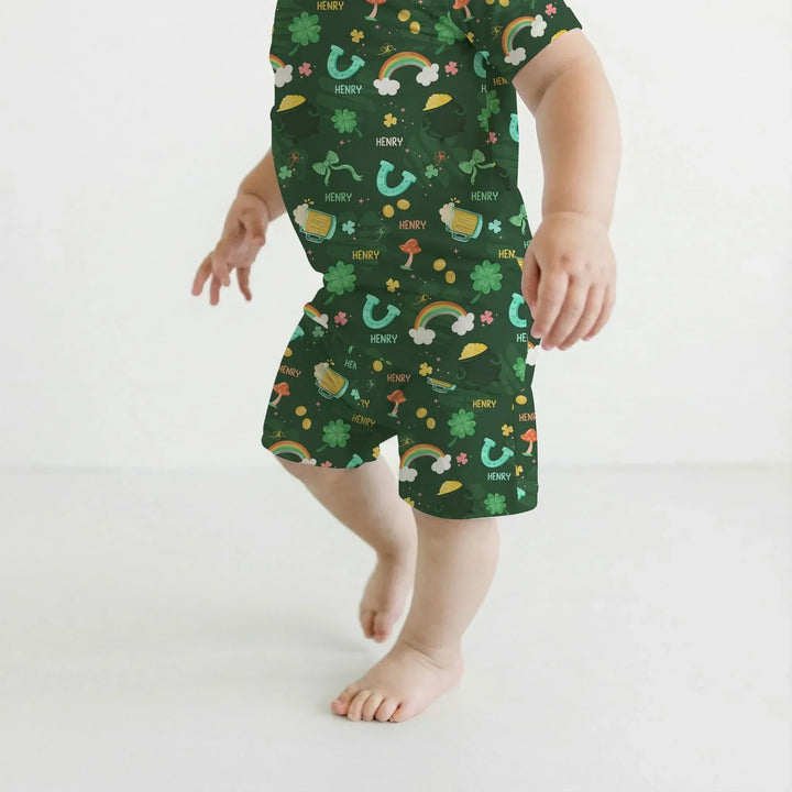 Zweiteiliges Pyjama-Set mit kurzen Ärmeln und Shorts im Sommer-Design